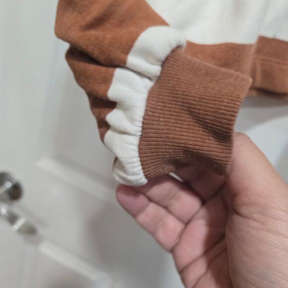 Lou & Grey Brown White Striped Pullover Sweatshirt Size Small - Picture 9 of 10